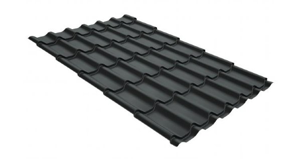 Металлочерепица классик GL 0,5 GreenCoat Pural Matt RR 23 темно-серый (RAL 7024 мокрый асфальт) купить в Белгороде