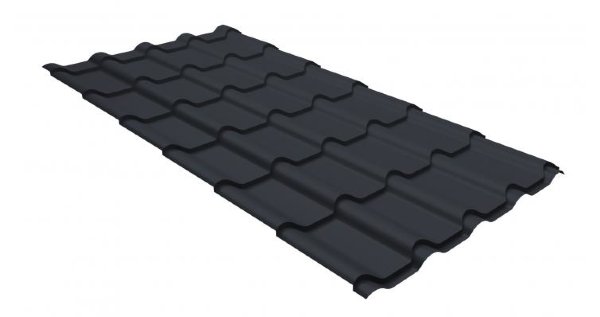 Металлочерепица камея GL 0,5 GreenCoat Pural RR 23 темно-серый (RAL 7024 мокрый асфальт) купить в Белгороде