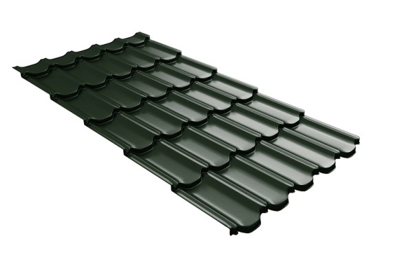 Металлочерепица квинта плюс с 3D резом 0,5 GreenСoat Pural Matt RR 11 темно-зеленый (RAL 6020 хромовая зелень) купить в Белгороде