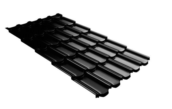 Металлочерепица квинта плюс с 3D резом 0,5 GreenСoat Pural Matt RR 33 черный (RAL 9005 черный) купить в Белгороде