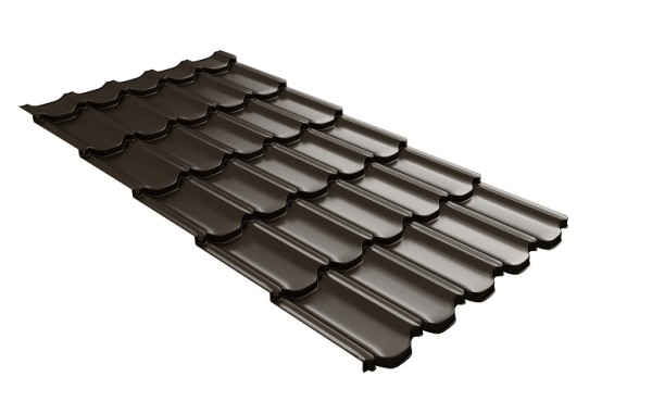 Металлочерепица квинта плюс с 3D резом 0,5 GreenСoat Pural RR 32 темно-коричневый (RAL 8019 серо-коричневый) купить в Белгороде