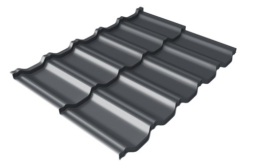 Металлочерепица модульная Квинта Uno Grand Line c 3D резом 0,45 PE RAL 7024 мокрый асфальт купить в Белгороде