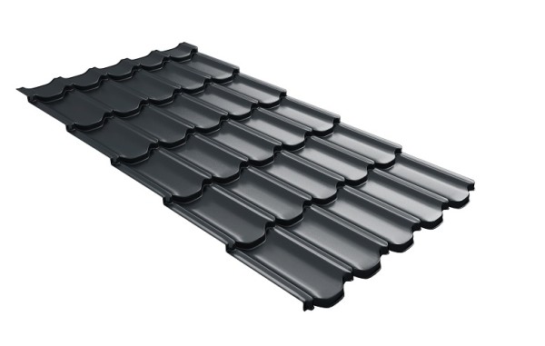 Металлочерепица квинта плюс с 3D резом 0,5 Satin RAL 7016 антрацитово-серый купить в Белгороде