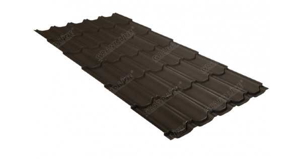 Металлочерепица квинта плюс 0,5 GreenCoat Pural Matt RR 32 темно-коричневый (RAL 8019 серо-коричневый) купить в Белгороде